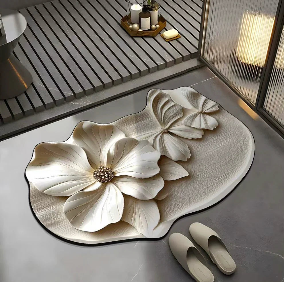 3D Floral Plush & Diatomaceous Earth Floor Mat (60*50)