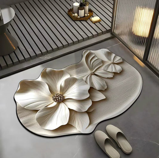 3D Floral Plush & Diatomaceous Earth Floor Mat (60*50)
