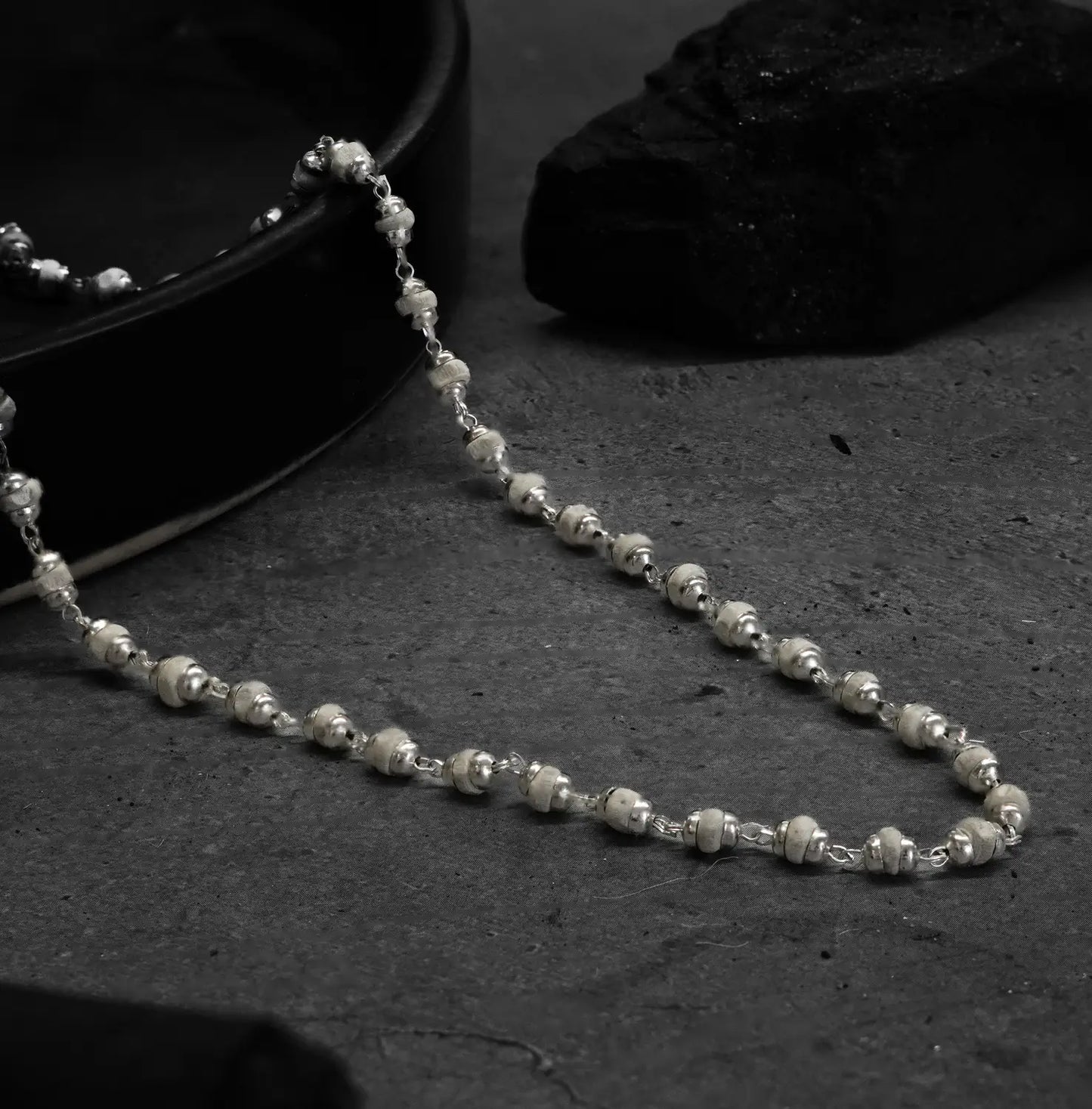 SILVER PLATED TULSI MALA FOR WOMEN – FAITH MEETS ELEGANCE