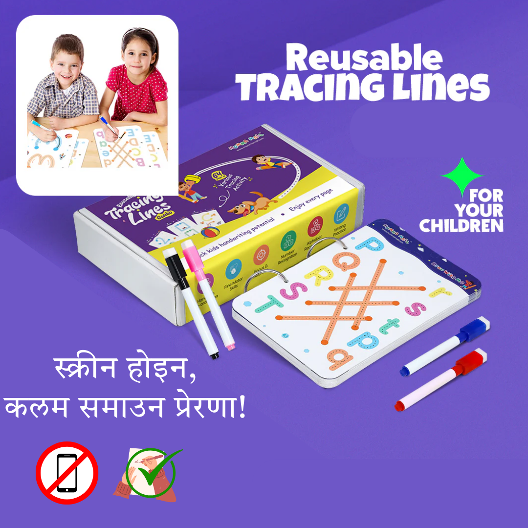 Reusable Tracing Line book to improve HAND WRITING | 2+ Years kids