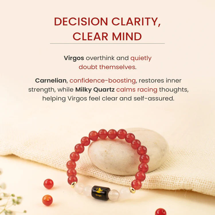 ZODIAC CARNELIAN AND MILKY QUARTZ BRACELET