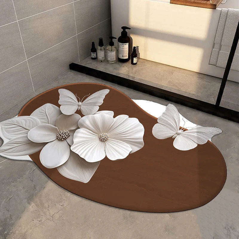 3D Floral Plush & Diatomaceous Earth Floor Mat (60*50)