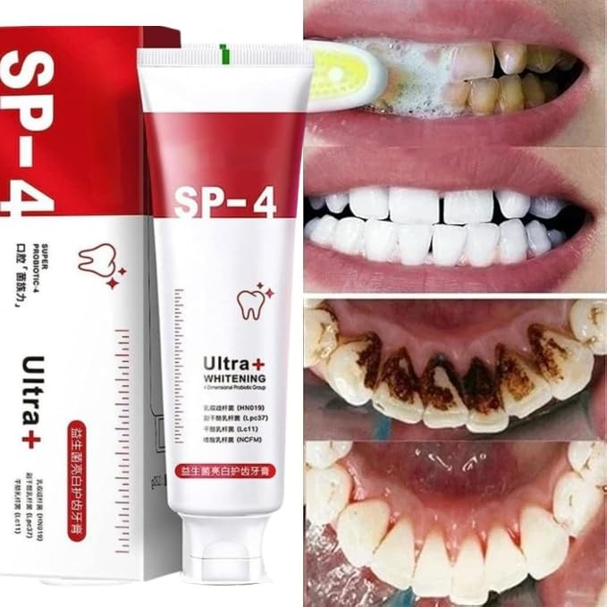 SP 4 probiotic whitening toothpaste, Ultra Brightening Toothpaste, Advanced Whitening Formula for Stain Removal and Enamel Protection