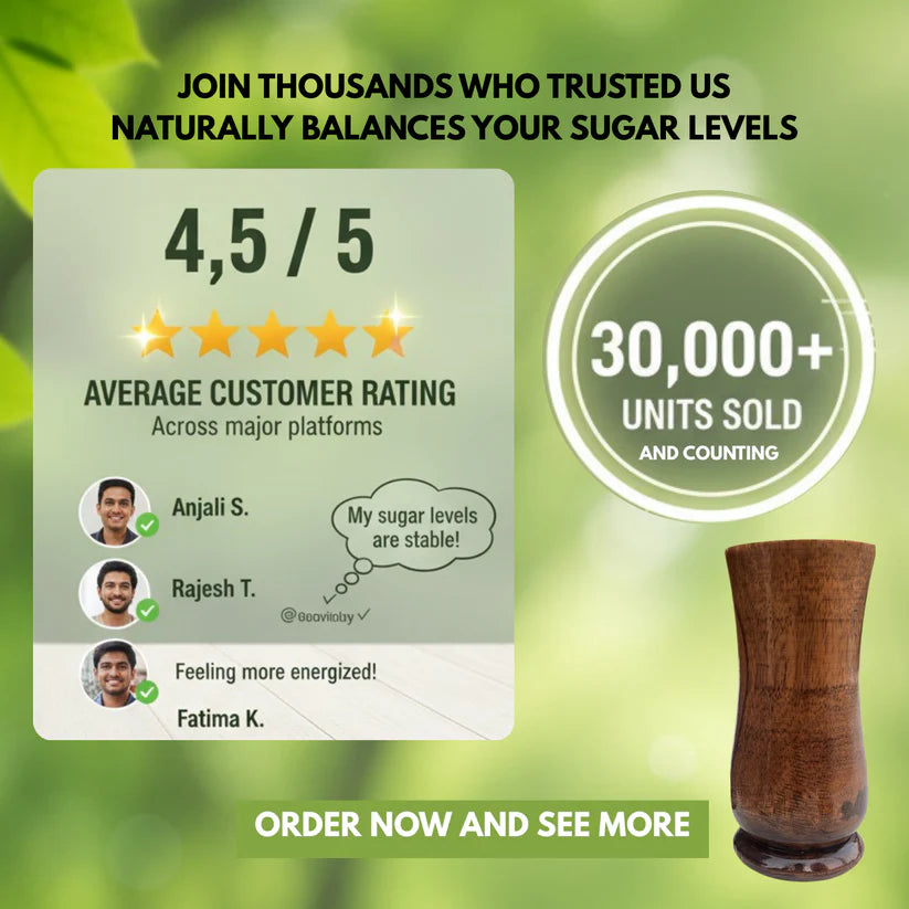 SUGARCARE BALANCE WOODEN WATER GLASS (100% AYURVEDIC)