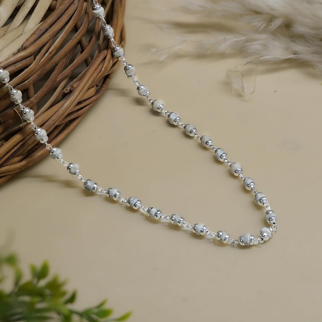 SILVER PLATED TULSI MALA FOR WOMEN – FAITH MEETS ELEGANCE