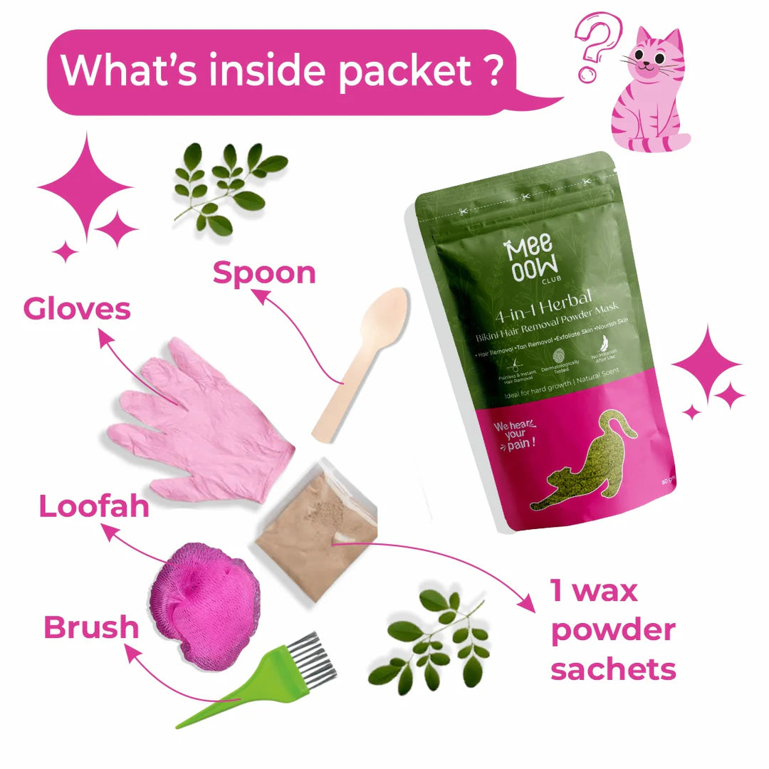 4-in-1 Turmeric Bikini Hair Removal Wax Powder Mask