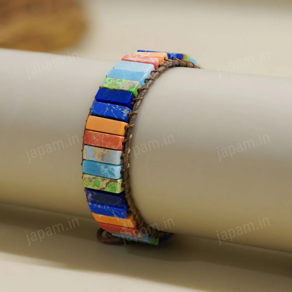 NEW 7 CHAKRA MICRO TILE BAND WITH CERTIFIED STONES BRACELET