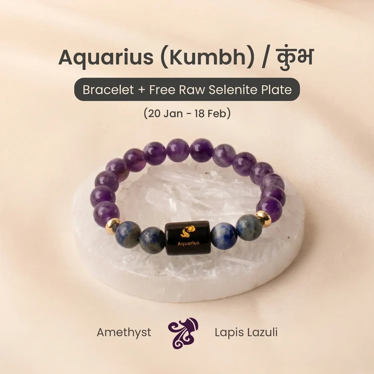 LIBRA (तुला राशि) ZODIAC LAPIS LAZULI AND HOWLITE BRACELET