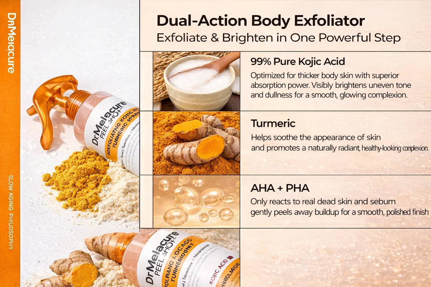 Dr.MELACURE BODY KOJIC ACID TURMERIC EXFOLIATING SPRAY