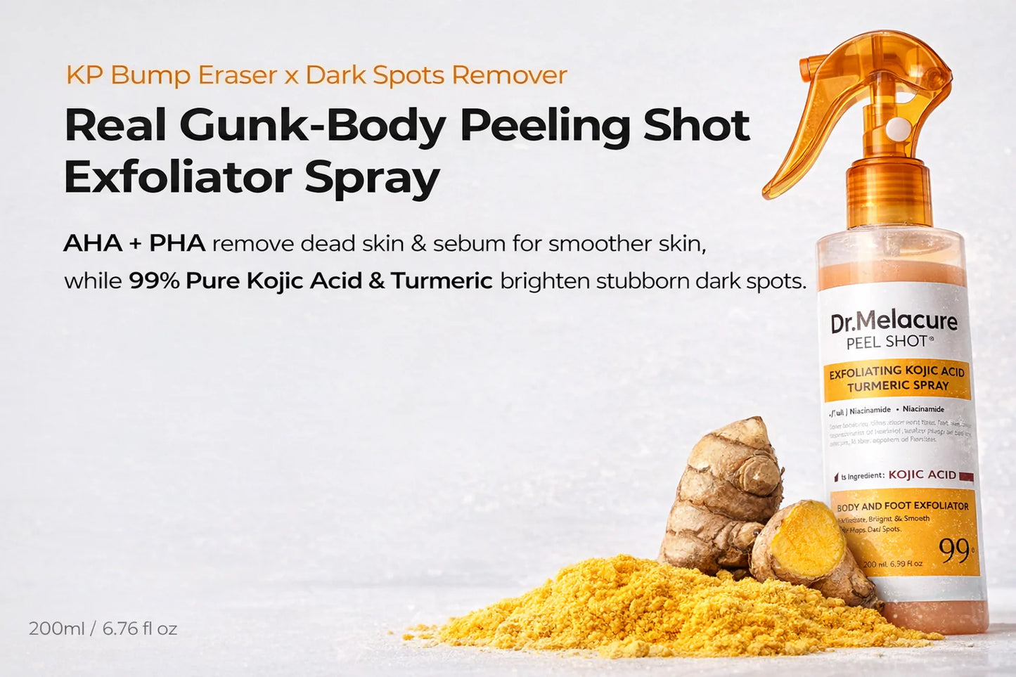Dr.MELACURE BODY KOJIC ACID TURMERIC EXFOLIATING SPRAY