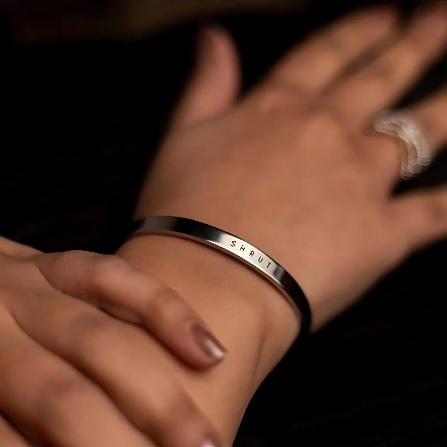SILVER NAME KADA BRACELET
