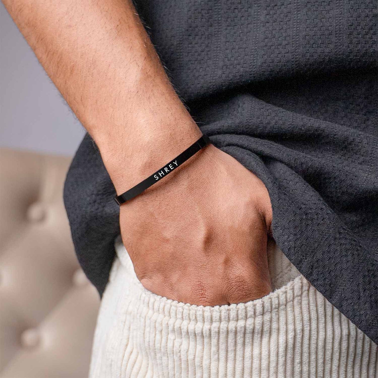 SILVER NAME KADA BRACELET