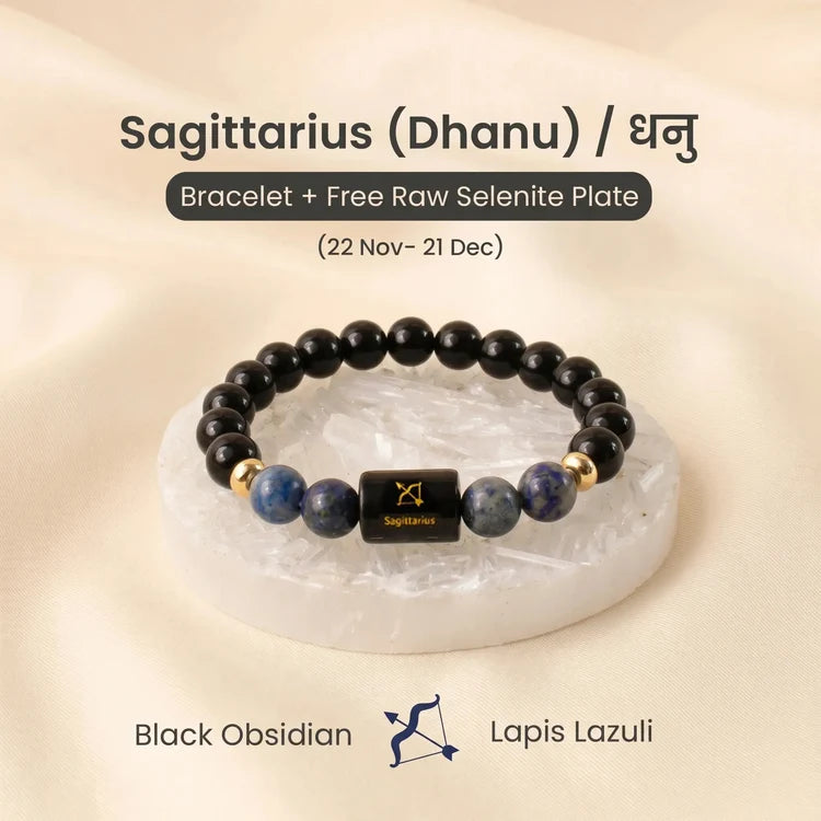 LIBRA (तुला राशि) ZODIAC LAPIS LAZULI AND HOWLITE BRACELET