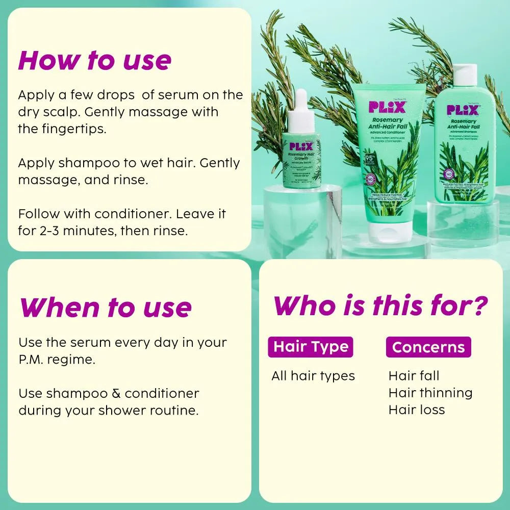 ROSEMARY ANTI-HAIRFALL ADVANCED KIT WITH SHAMPOO, CONDITIONER & SERUM