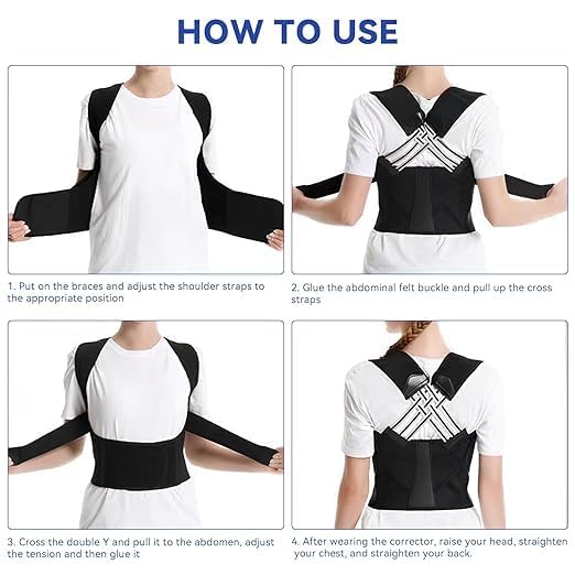 PREMIUM POSTURE CORRECTOR SHOULDER BELT – ADJUSTABLE BACK SUPPORT BRACE FOR MEN & WOMEN
