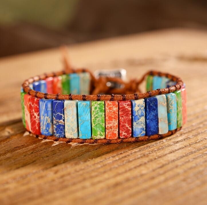 NEW 7 CHAKRA MICRO TILE BAND WITH CERTIFIED STONES BRACELET