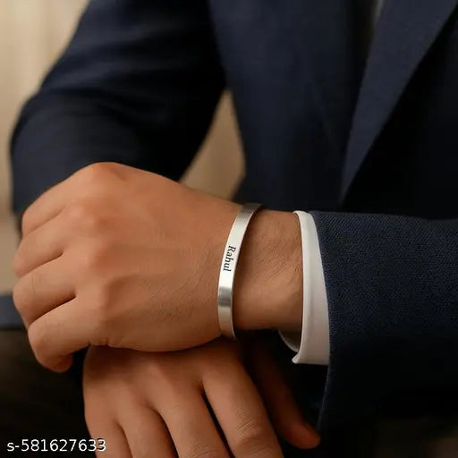 SILVER NAME KADA BRACELET