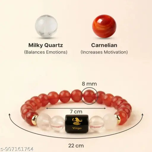 ZODIAC CARNELIAN AND MILKY QUARTZ BRACELET